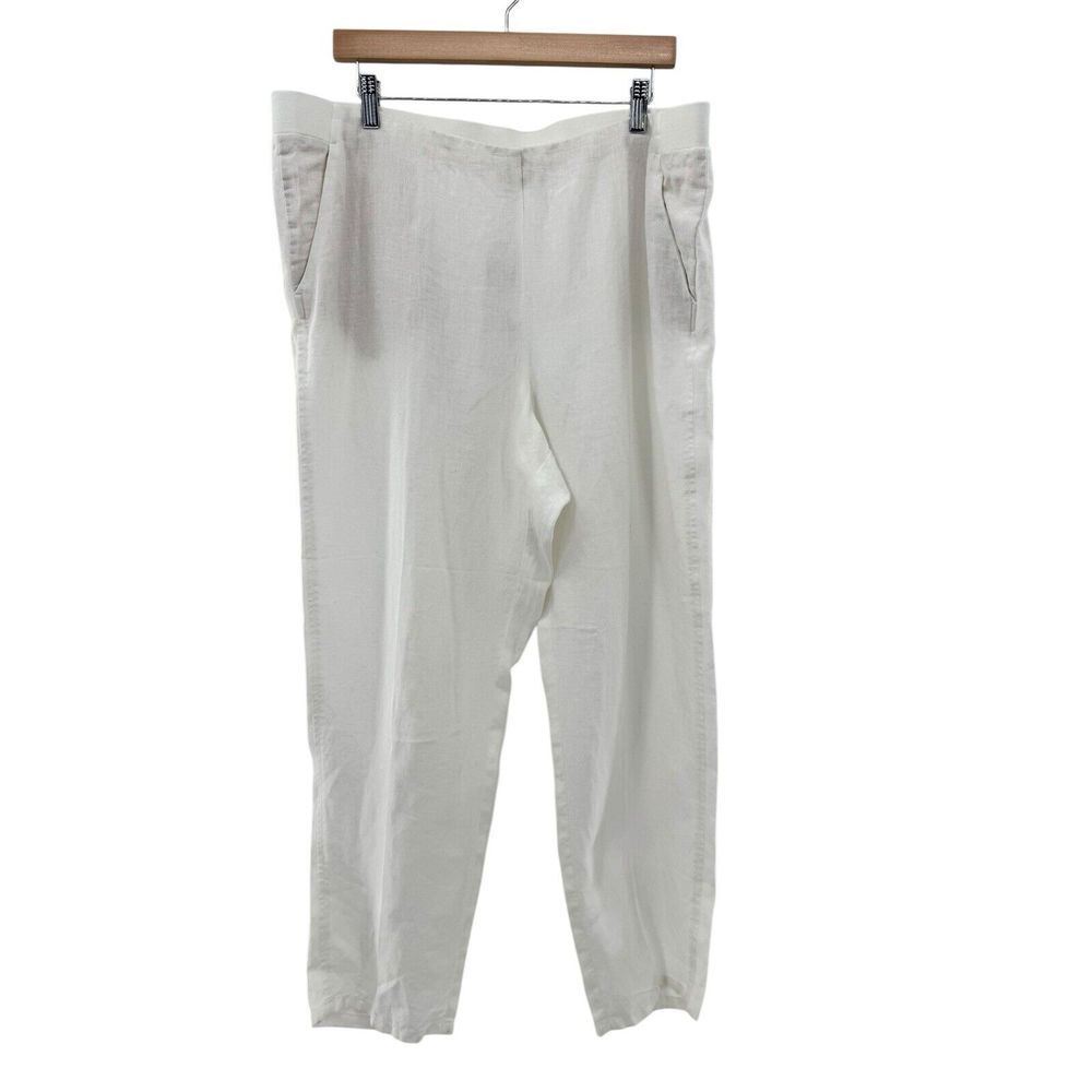 J Jill Love Linen 100% Linen Wide Leg Ankle Length Pants XL White NWT Lagenlook